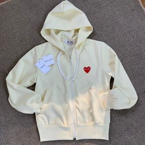 Comme des Garcons PLAY Yellow Hoodie with Red Heart